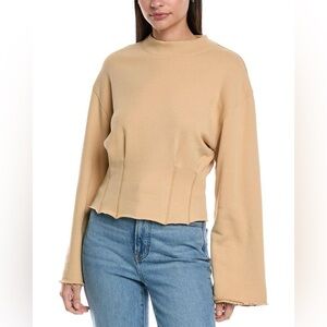 $325 NATION Beige Women's Top Corset Sweatshirt Beige Nude Sand Large New